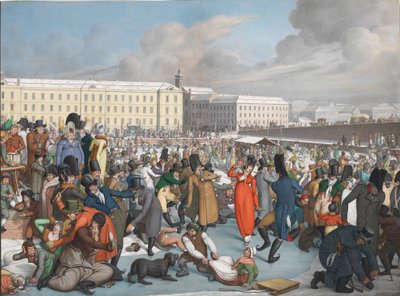 Ice Skating in the Frozen Harbor of the Wiener Neustadt Canal by Georg Emanuel Opiz