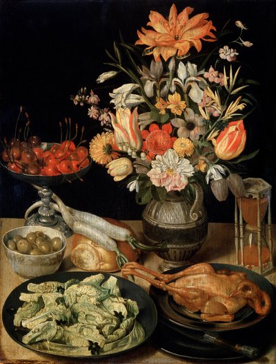 Still Life with Flowers and Snack by Georg Flegel