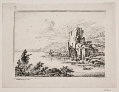 Mountain Landscape by a Lake by Georg Mathias Fuchs