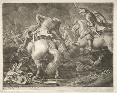 Skirmish between Prussian and Hungarian Hussars by Georg Philipp I Rugendas