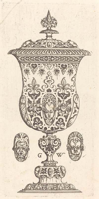 Goblet with Two Masques on Lid by Georg Wechter I
