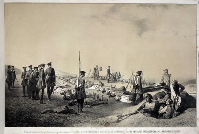 Grand Dukes Nikolai Nikolaievich and Michael Nicolaevich Visiting a Redoubt after Attack on 12 February 1855 (lithograph) by Georg Wilhelm Timm