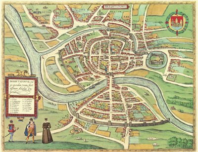 Bristol, England by Georg and Hogenberg Franz (1535-90) Braun