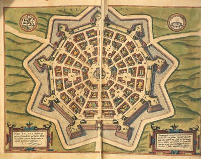 Map of Palmanova, engraving from Civitates Orbis Terrarum by Georg Braun and Hogenberg Franz
