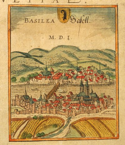 Map of Basel from Civitates Orbis Terrarum by Georg Braun and Hogenberg Franz