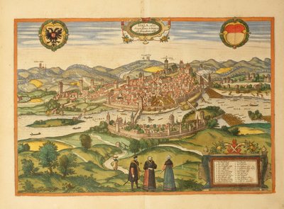 Map of Halle an der Saale by Georg Braun and Hogenberg Franz