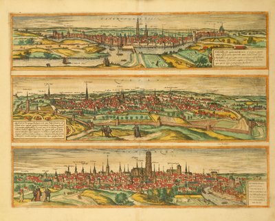 Map of Hertogenbosch, Leuven and Mechelen from Civitates Orbis Terrarum by Georg Braun by Georg Braun and Hogenberg Franz