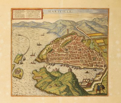 Map of Marseille from Civitates Orbis Terrarum by Georg Braun and Hogenberg Franz