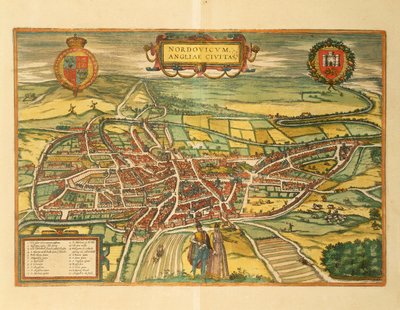 Map of Norwich from Civitates Orbis Terrarum by Georg Braun by Georg Braun and Hogenberg Franz