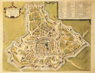 Map of Padua from Civitates Orbis Terrarum by Georg Braun by Georg Braun and Hogenberg Franz