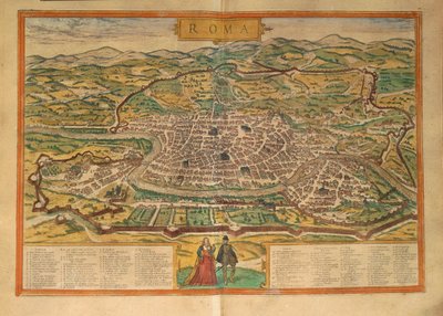 Map of Rome from Civitates Orbis Terrarum by Georg Braun by Georg Braun and Hogenberg Franz