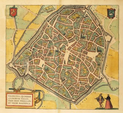 Map of Valenciennes from Civitates Orbis Terrarum by Georg Braun by Georg Braun and Hogenberg Franz