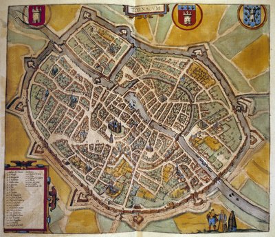 Map of the city of Tours in France. Engraving from the Atlas of 