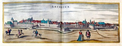 View of the City of Leipzig in Germany. Engraving from the Atlas of 