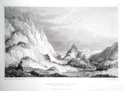 Iceberg adhering to icy reef, with the view to seaward, from 