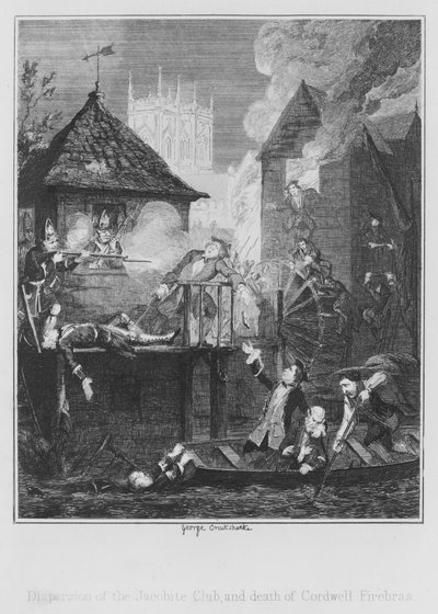 Dispersion of the Jacobite Club and death of Cordwell Firebras by George (after) Cruikshank