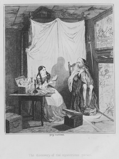 The discovery of the mysterious packet by George (after) Cruikshank
