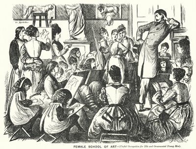 Punch Cartoon: Female School of Art (Useful Occupation for Idle and Ornamental Young Men) by George (after) Du Maurier