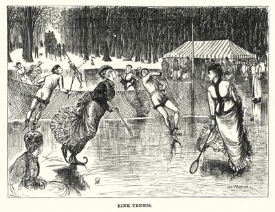 Punch cartoon: Rink-Tennis (engraving) by George (after) Du Maurier
