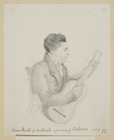 Señor Huerta of Orihuela, Valencia, Playing a Guitar by George (attr. to) Cumberland