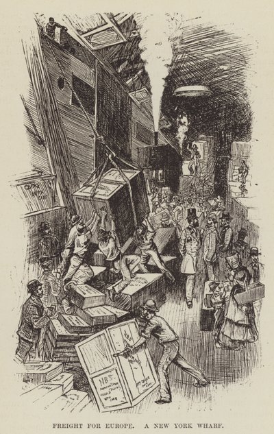 Freight for Europe, A New York Wharf by George Augustus Sala