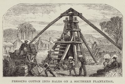 Pressing Cotton into Bales on a Southern Plantation by George Augustus Sala