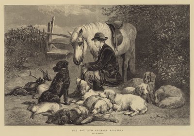 Dog Boy and Clumber Spaniels by George Bouverie Goddard