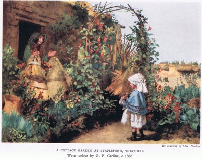 A cottage garden at Stapleford, Wiltshire by George Carline