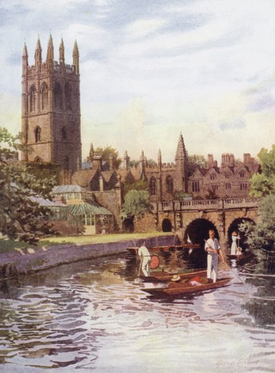 Oxford: Magdalen College and Bridge from the Cherwell by George Carline