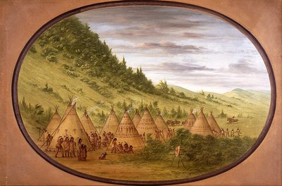 An Ojibwe Village of Skin Tents by George Catlin