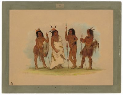 Apachee Chief and Three Warriors by George Catlin