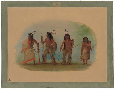 Four Apachee Indians by George Catlin