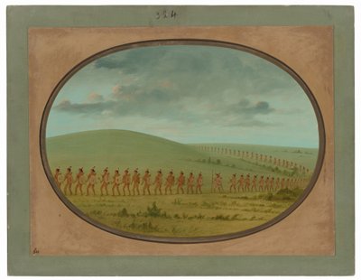 Indian File - Iowa by George Catlin