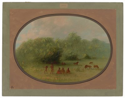 Indians and Horses in the Forest by George Catlin