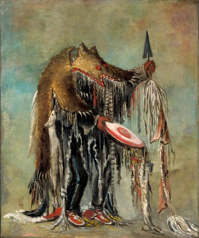 Medicine Man, Performing His Mysteries over a Dying Man by George Catlin