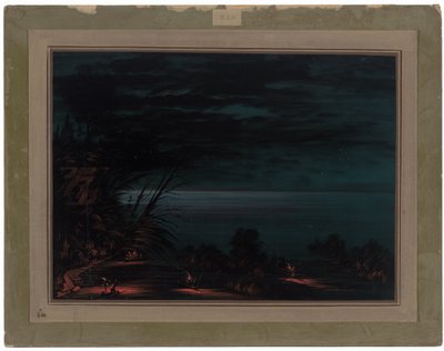 Salmon Spearing - Ottowas by George Catlin