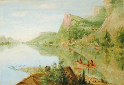 View on the Wisconsin River, Winnebago Shooting Ducks by George Catlin