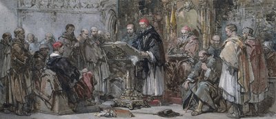 A Scene of Monastic Life: Preaching in the Church by George Cattermole