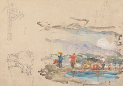 A Pool with Figures by George Chinnery