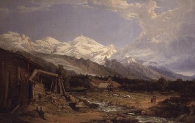 Alpine Landscape with Figures by a Mountain Stream by George Clarkson Stanfield
