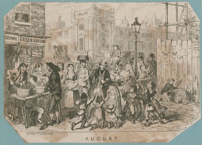 A Busy Market Scene by George Cruikshank