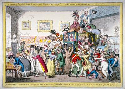 A Swarm of English Bees Hiving in the Imperial Carriage!! A Scene at the London Museum by George Cruikshank