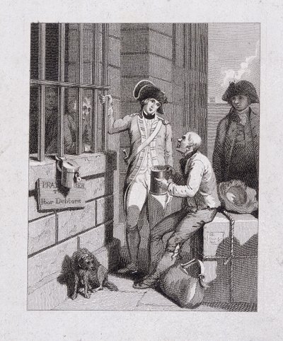 A whistling shop: Tom & Jerry visiting Logic, on board the Fleet, Fleet Prison, London by George Cruikshank