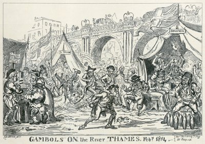 Gambols on the River Thames, Feb 1814 by George Cruikshank