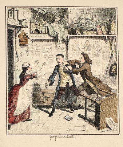Jack Sheppard exhibits a Vindictive Character, illustration from Jack Sheppard: A Romance by William Harrison Ainsworth, published 1839 by George Cruikshank
