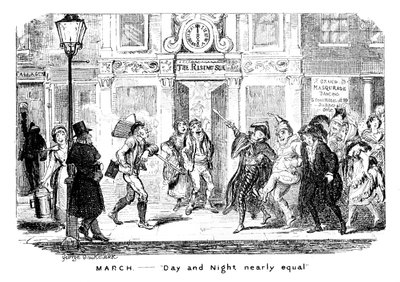 March - Day and Night Nearly Equal by George Cruikshank