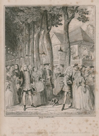 Mr Cripps Encountering His Mater in Mary-le-bone Gardens by George Cruikshank