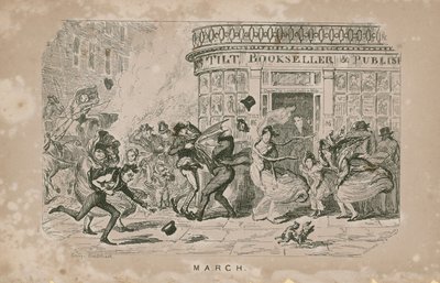 People Struggle Against the High Winds by George Cruikshank