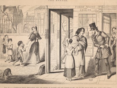 Plate IV, Unable to Obtain Employment They Are Driven by Poverty into the Streets to Beg by George Cruikshank