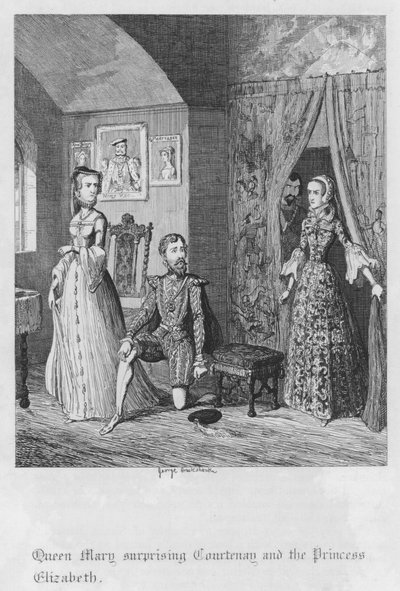 Queen Mary surprising Courtenay and the Princess Elizabeth by George Cruikshank